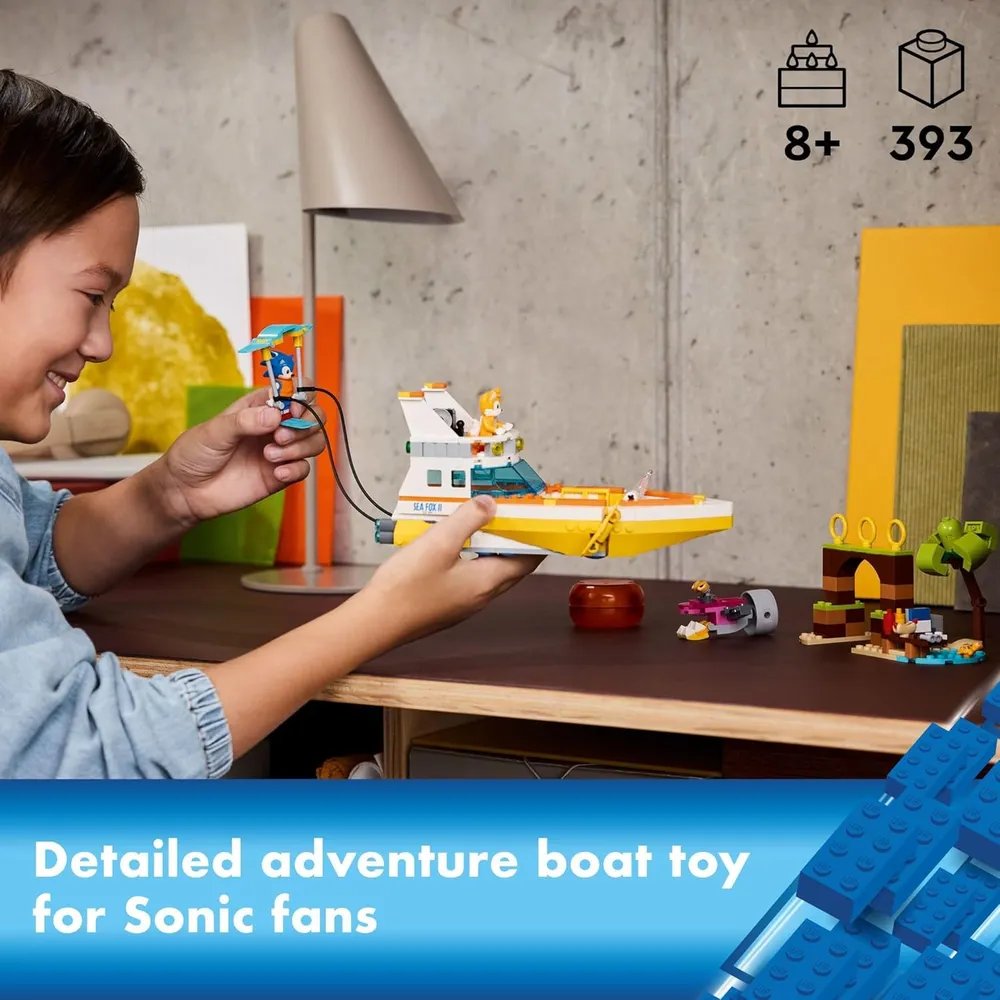 LEGO SONIC BARCO DE AVENTURAS DE TAILS CON PERSONAJES Y ESQUÍS ACUÁTICOS