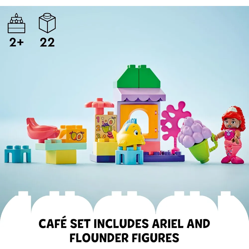 Lego Duplo Disney Ariel y Flounder, puesto de café educativo para niños