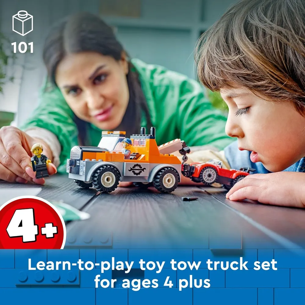 Camión grúa y taller de reparación de coches deportivos Lego City