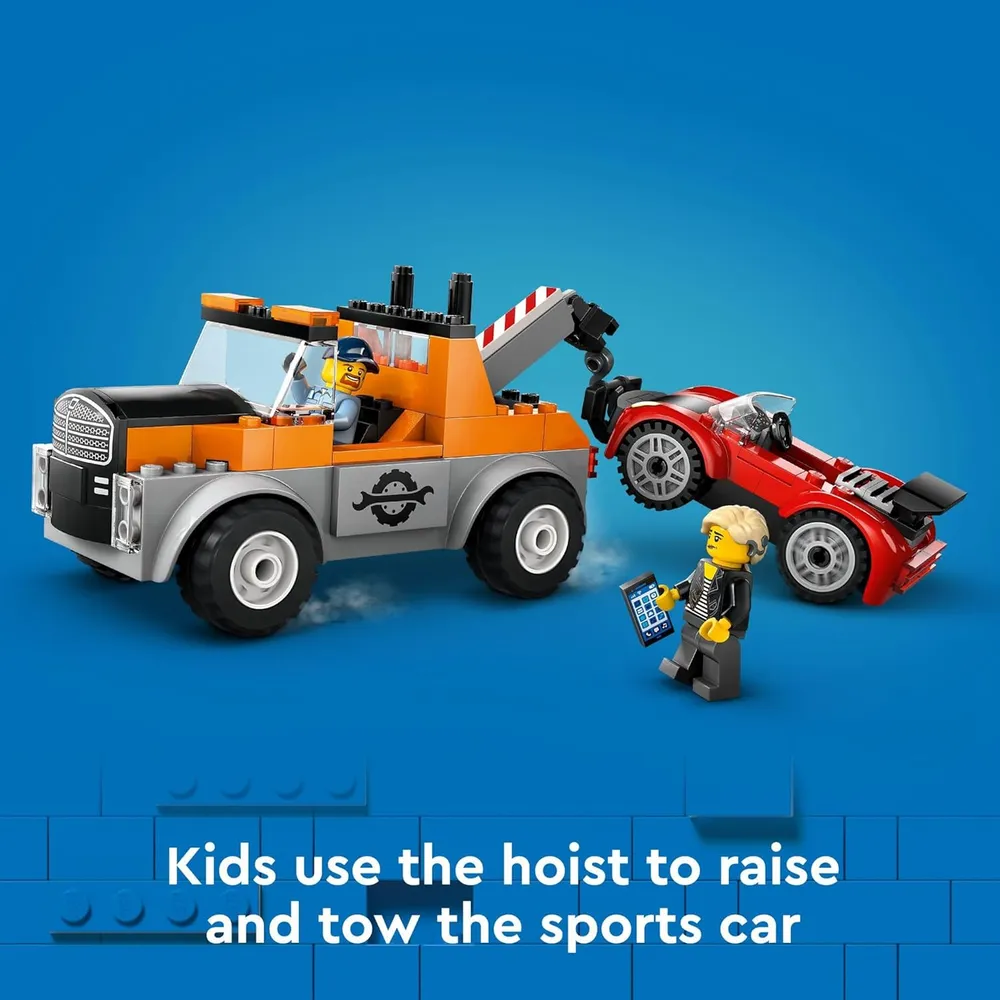 Camión grúa y taller de reparación de coches deportivos Lego City