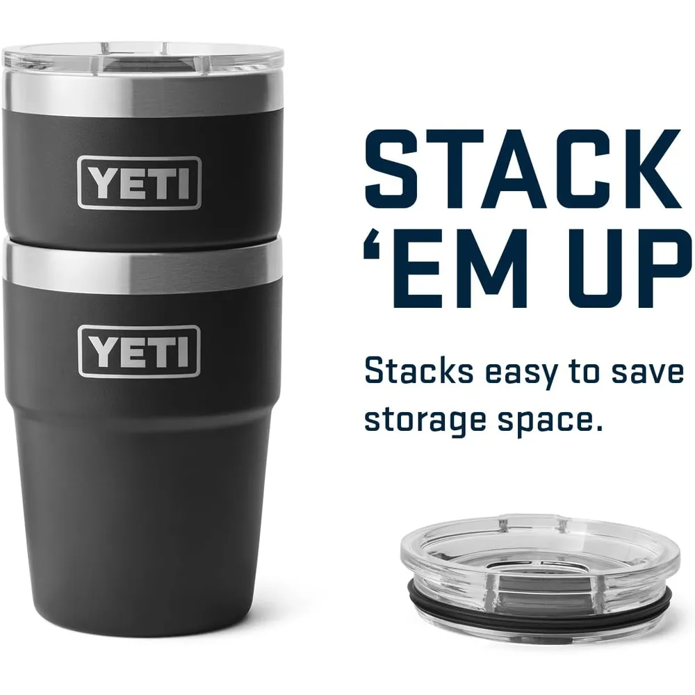 YETI Rambler Vaso de 16 oz de acero inoxidable con tapa MagSlider color negro