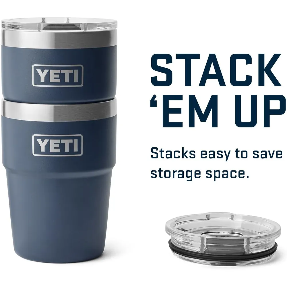 YETI Rambler Vaso de 16 oz de acero inoxidable con tapa MagSlider color azul marino