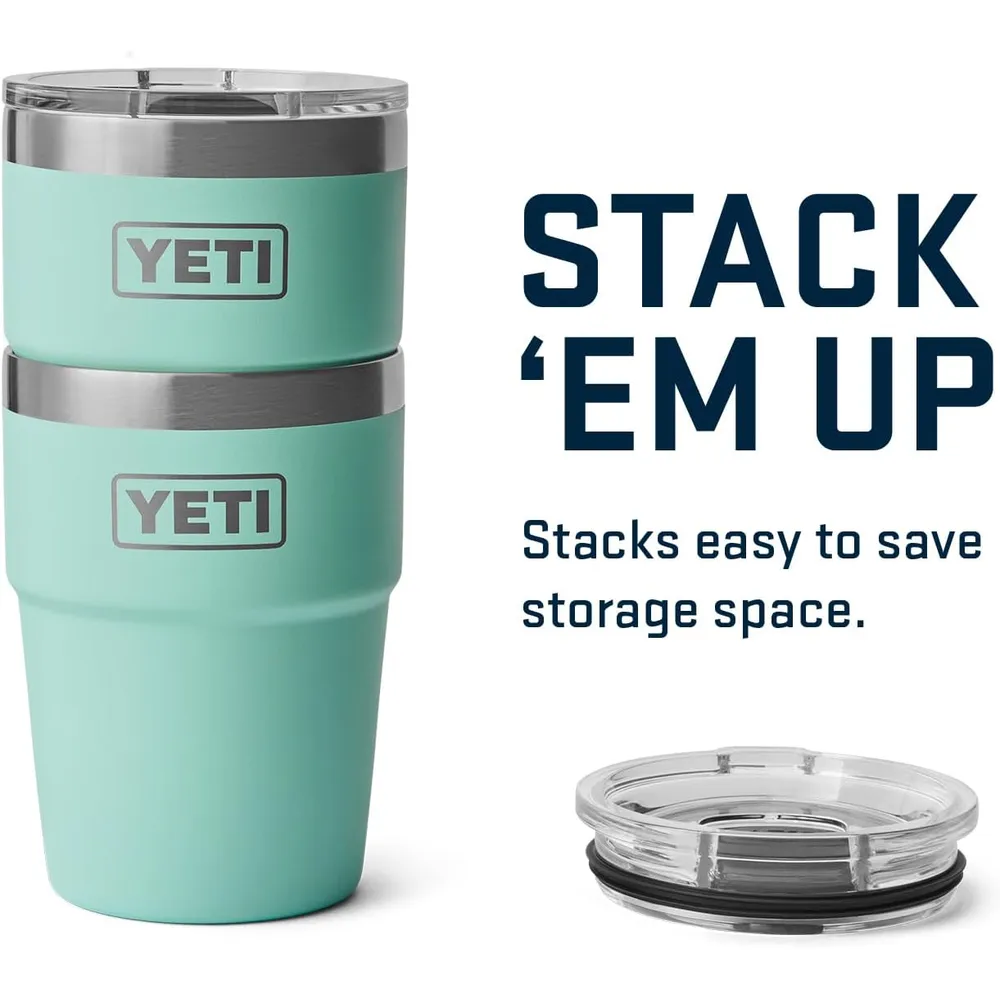 YETI Rambler Vaso de 16 oz de acero inoxidable con tapa MagSlider color turquesa