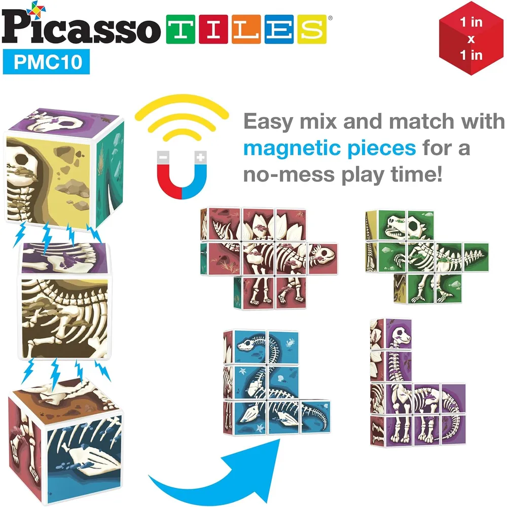 CUBO ROMPECABEZAS MAGNÉTICO DINOSAURIOS 7 EN 1 PICASSOTILES