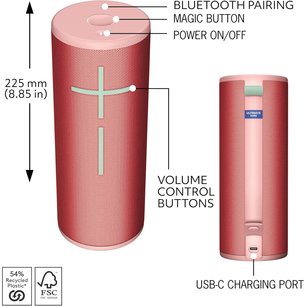 Ultimate Ears Megaboom 4 altavoz Bluetooth 360° IP67 | Rosa