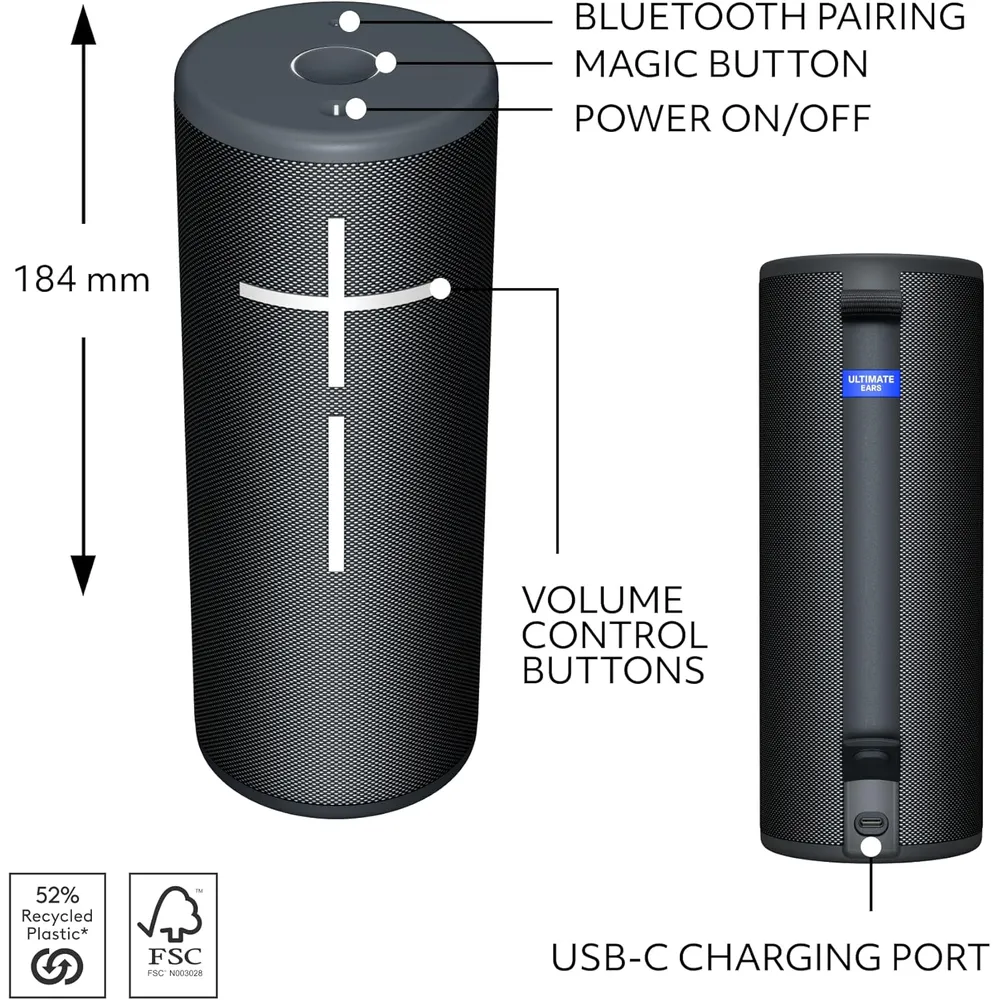 Ultimate Ears Boom 4 altavoz Bluetooth 360° IP67 | Negro