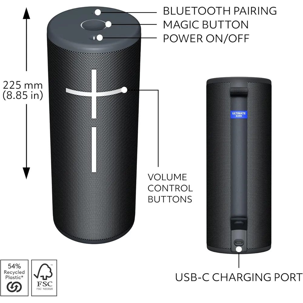 Ultimate Ears Megaboom 4 altavoz Bluetooth 360° IP67 | Negro