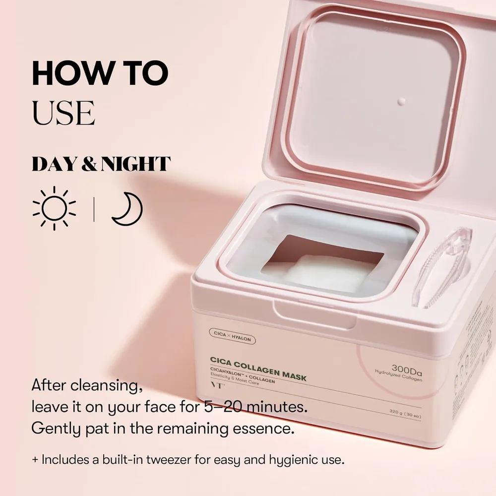 VT Cosmetics Mascarilla Diaria de Colágeno CICA 30Láminas