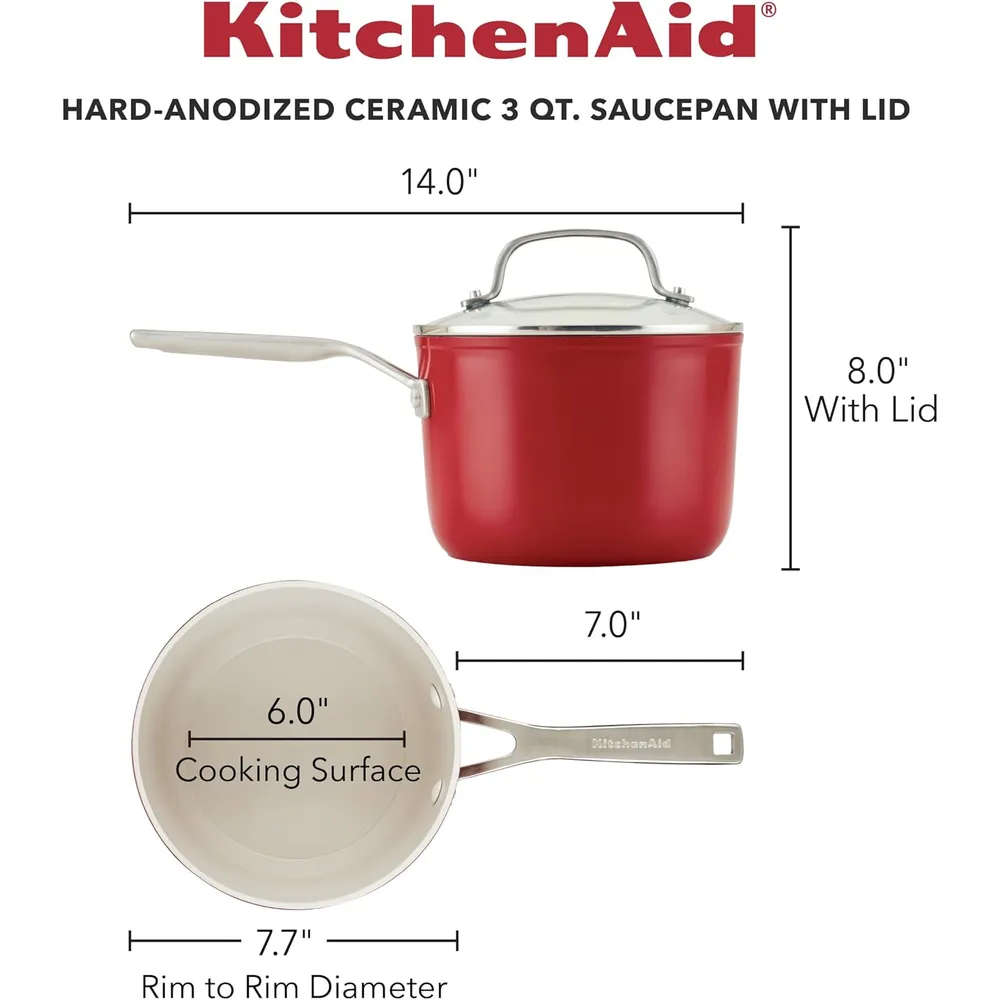 KitchenAid sartén cerámica anodizada dura 3 qt / 2.8 | Rojo imperio