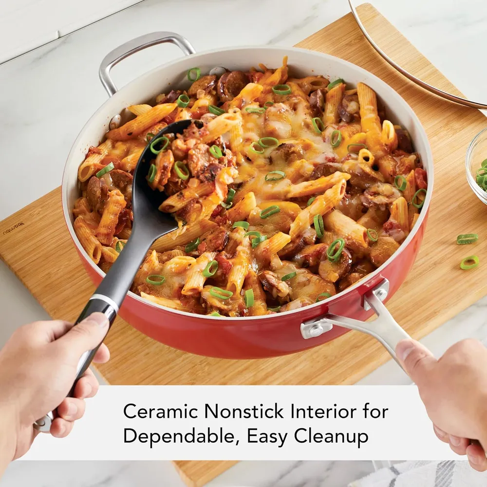 KitchenAid sartén cerámica anodizada dura 5 qt / 4.7 l con tapa | Rojo imperio