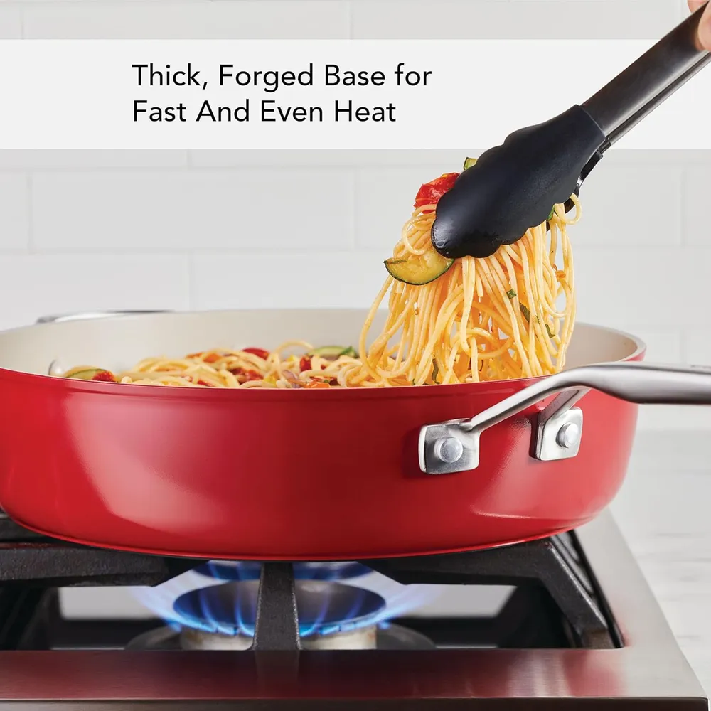 KitchenAid sartén cerámica anodizada dura 5 qt / 4.7 l con tapa | Rojo imperio