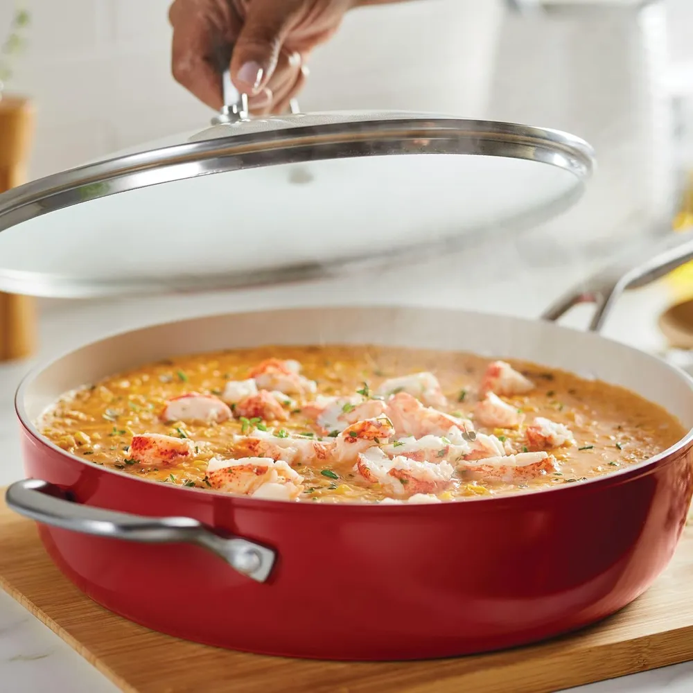 KitchenAid sartén cerámica anodizada dura 5 qt / 4.7 l con tapa | Rojo imperio