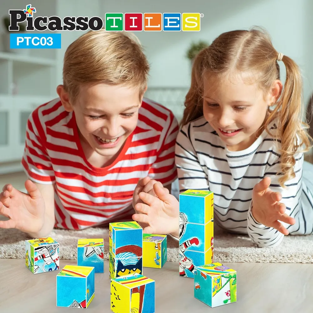 CUBOS MAGNÉTICOS PETE THE CAT PTC03 6 PIEZAS PICASSOTILES