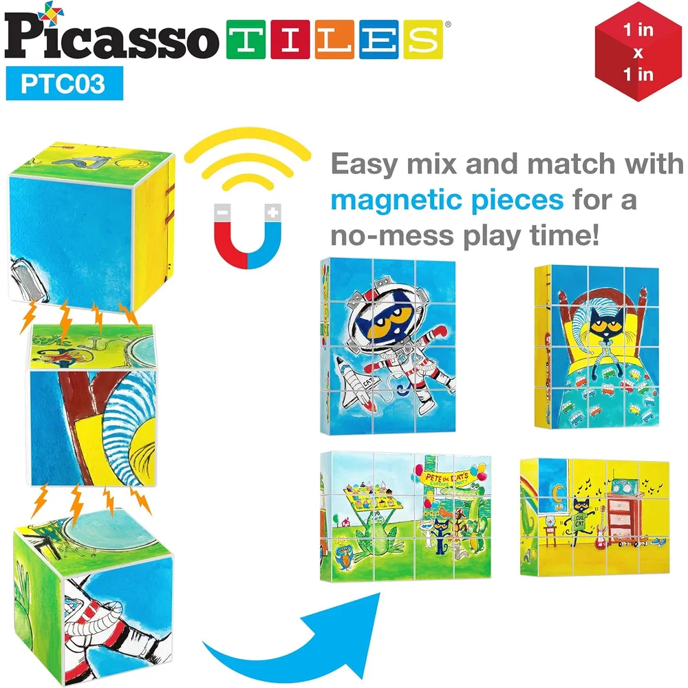 CUBOS MAGNÉTICOS PETE THE CAT PTC03 6 PIEZAS PICASSOTILES