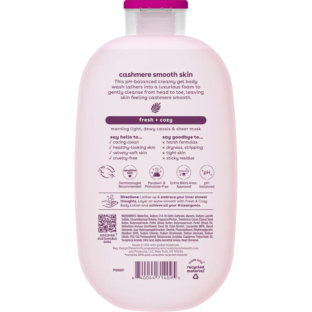 EOS Shea Better Cashmere gel de baño Fresh & Cozy | 16 oz / 473 ml