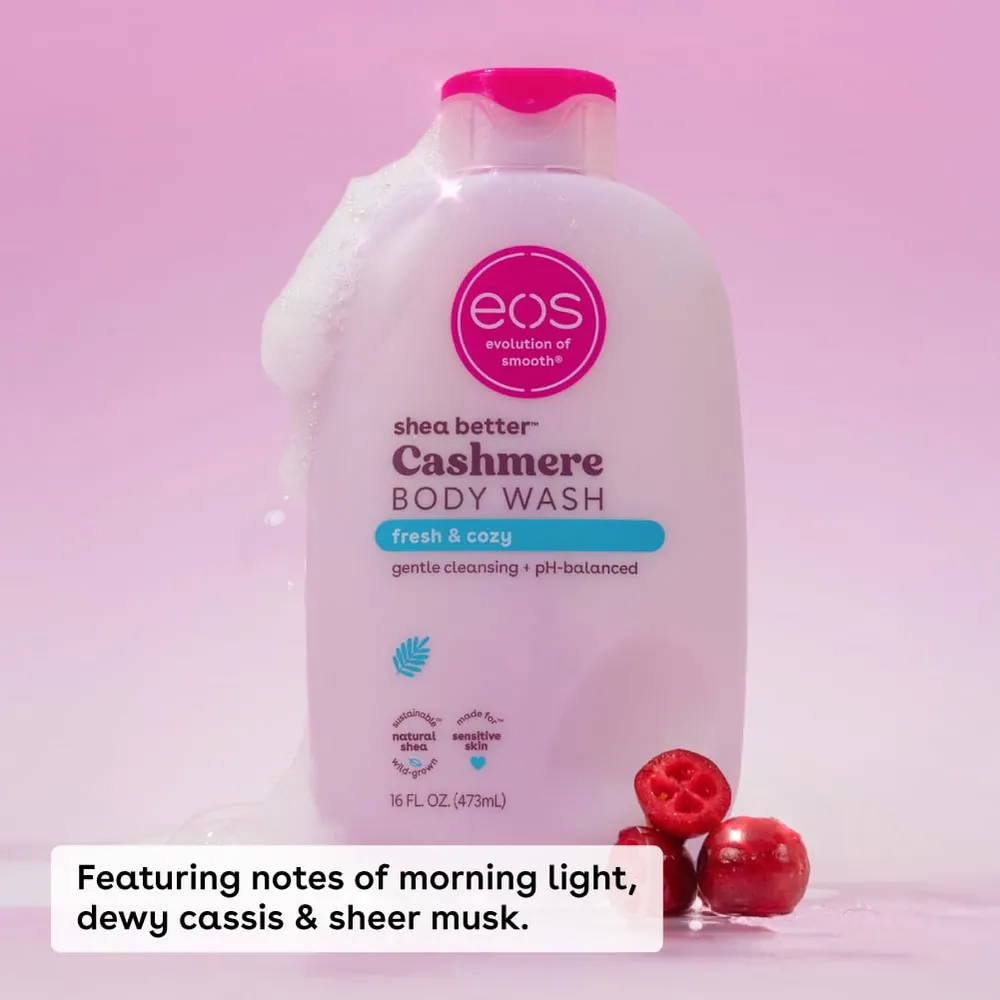 EOS Shea Better Cashmere gel de baño Fresh & Cozy | 16 oz / 473 ml
