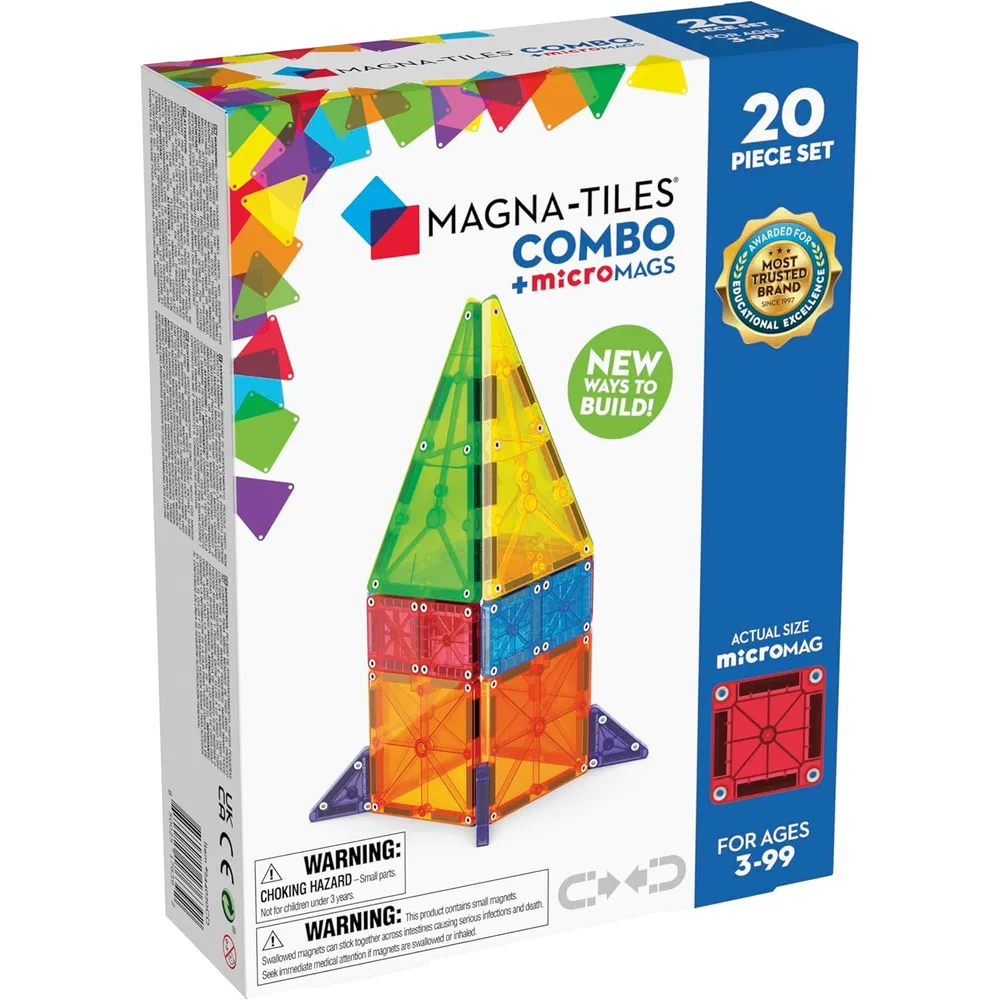MAGNA-TILES - Combo 20-piezas set de construcción magnético