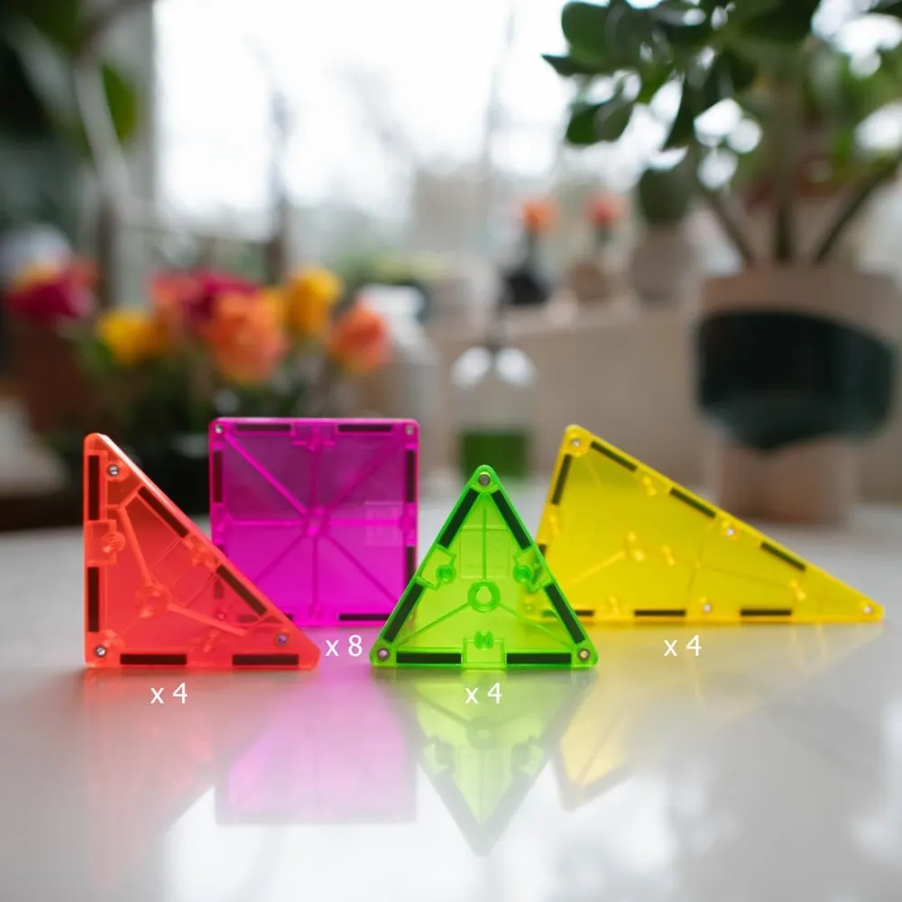 MAGNA-TILES - 20-piezas set de construcción magnético | Neón