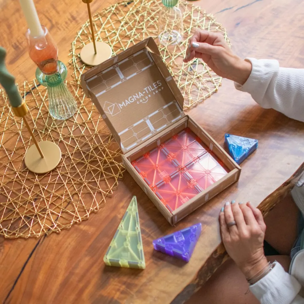 MAGNA-TILES - 20-piezas set de construcción magnético | Pastel