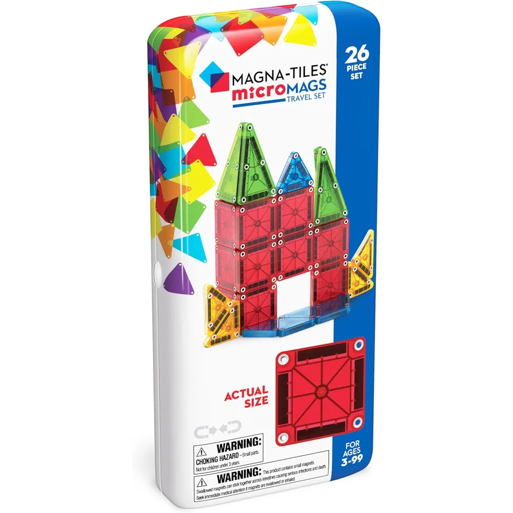 SET DE CONSTRUCCIÓN MAGNÉTICO MAGNA-TILES MICROMAGS 26 PIEZAS TRAVEL
