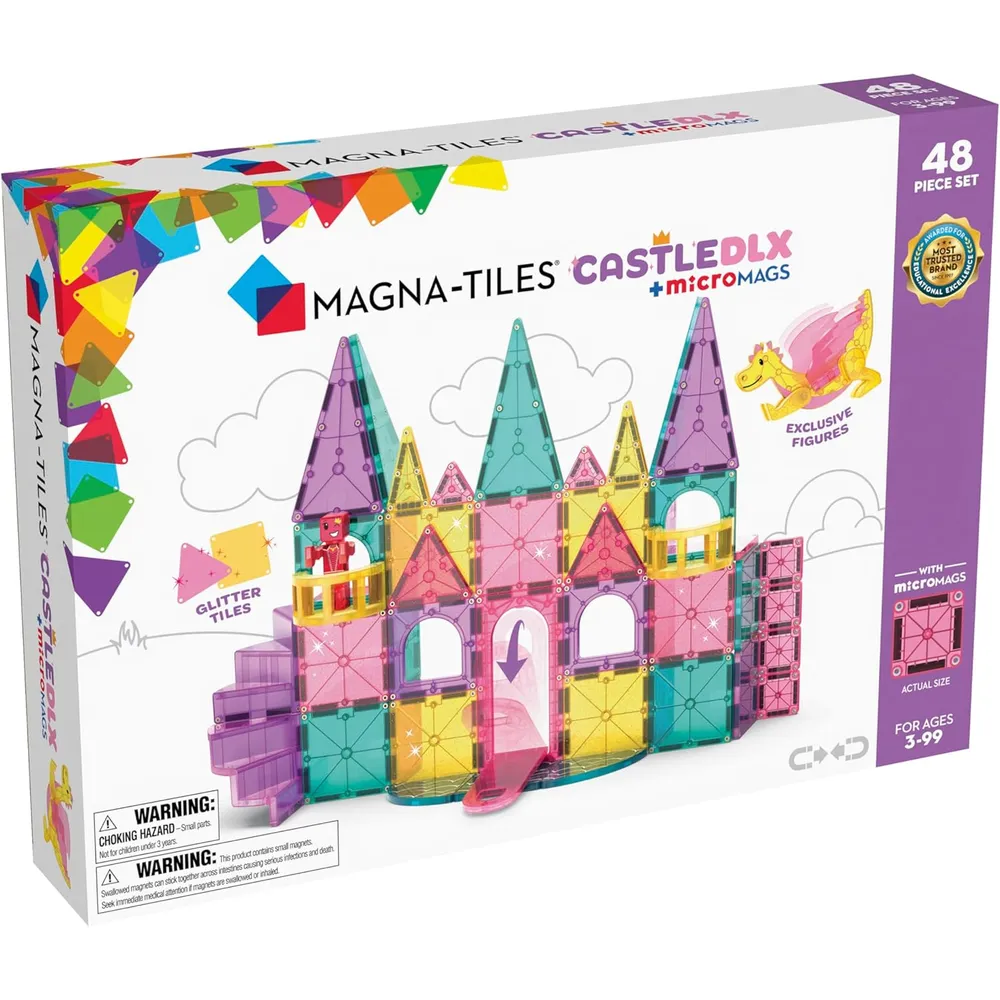 SET DE CONSTRUCCIÓN MAGNÉTICO MAGNA-TILES CASTILLO DLX 48 PIEZAS