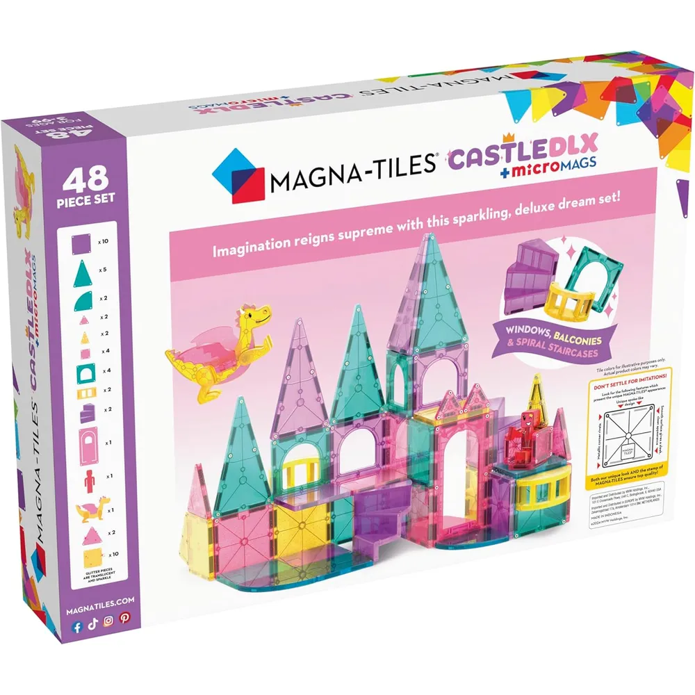 SET DE CONSTRUCCIÓN MAGNÉTICO MAGNA-TILES CASTILLO DLX 48 PIEZAS