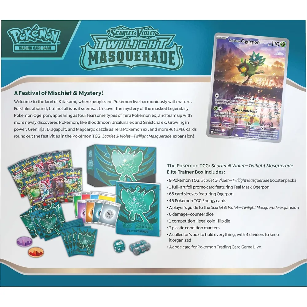 JUEGO DE CARTAS POKÉMON TCG SCARLET & VIOLET TWILIGHT MASQUERADE ELITE TRAINER BOX (INGLÉS)