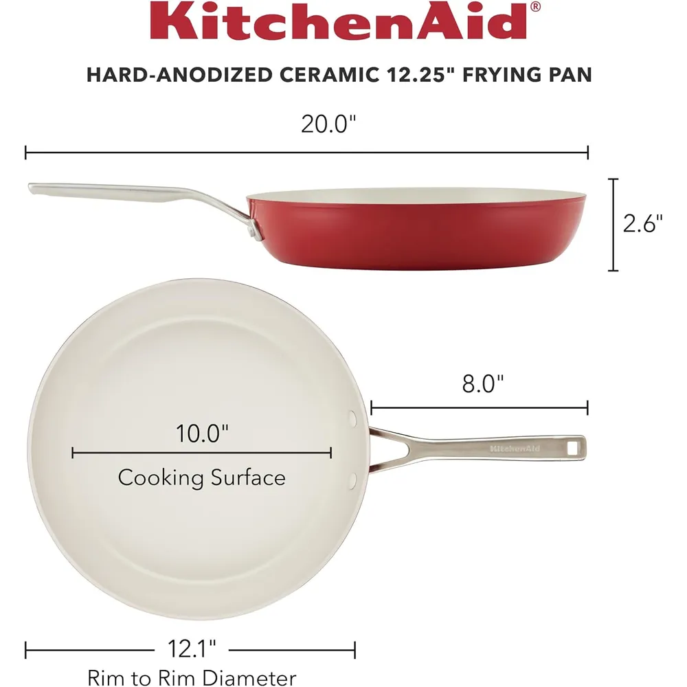 KitchenAid sartén cerámica anodizada dura 12.25 in / 31 cm | Rojo imperio
