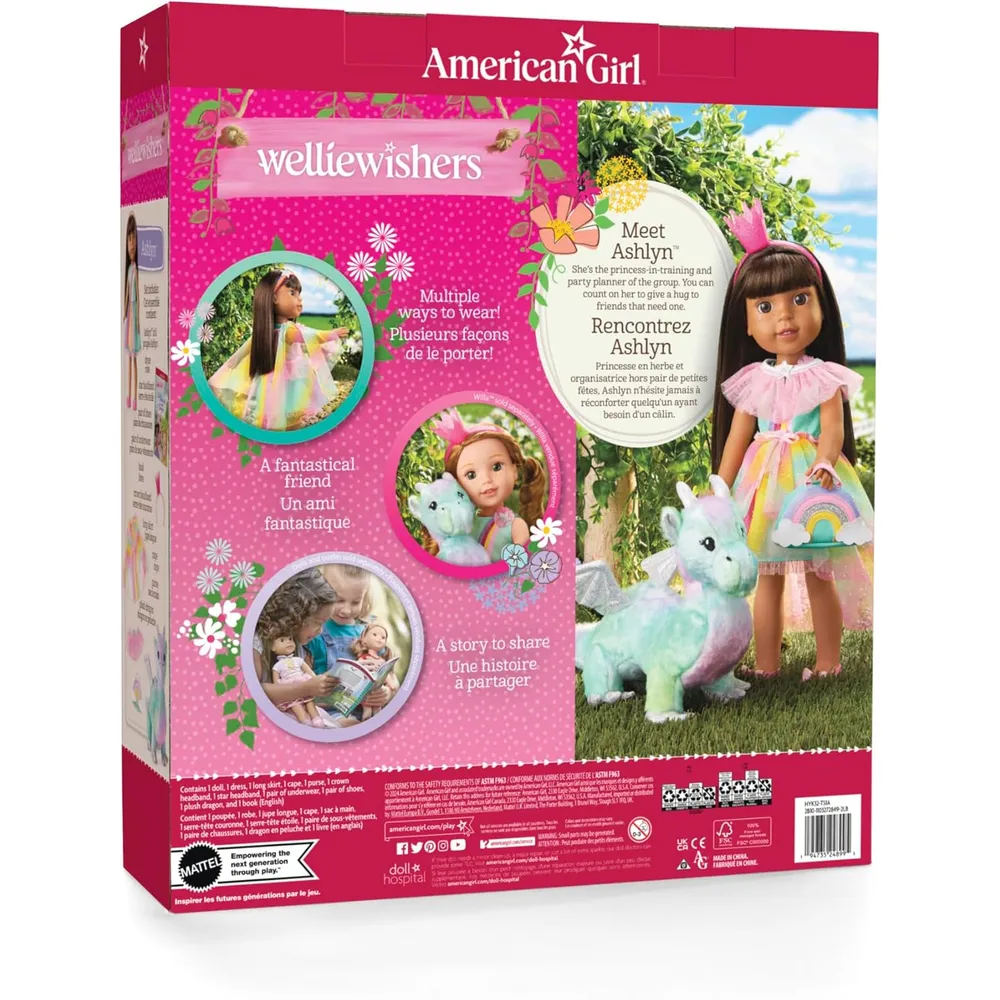 AMERICAN GIRL Welliewishers Ashlyn muñeca 14,5"/37 cm con dragona y accesorios