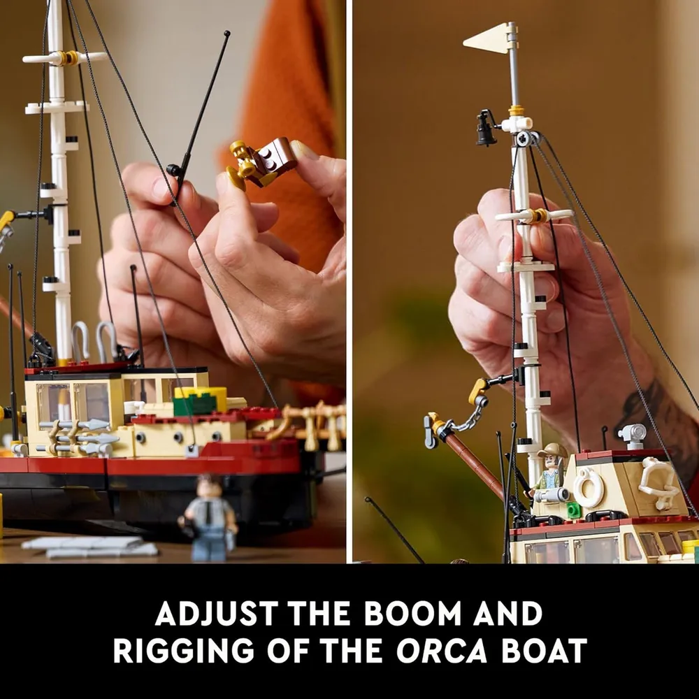 Lego Ideas Tiburón, diorama con barco Orca y minifiguras coleccionables