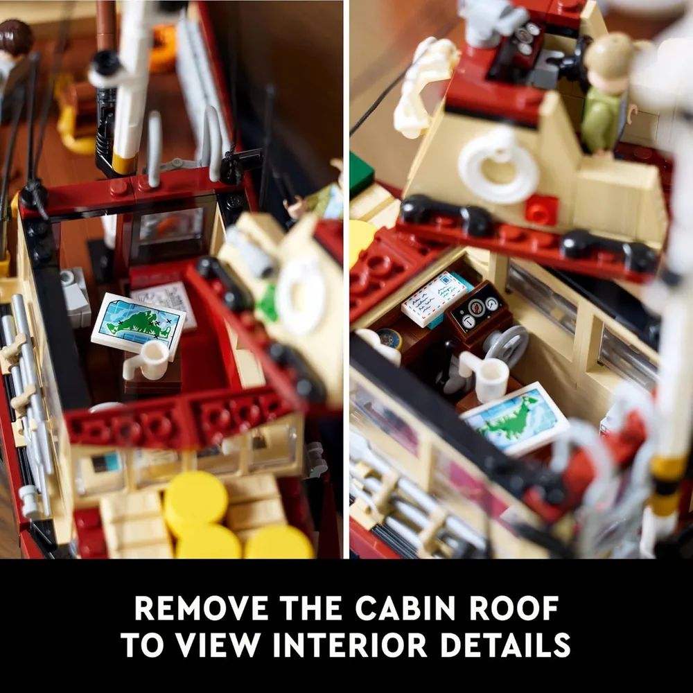 Lego Ideas Tiburón, diorama con barco Orca y minifiguras coleccionables