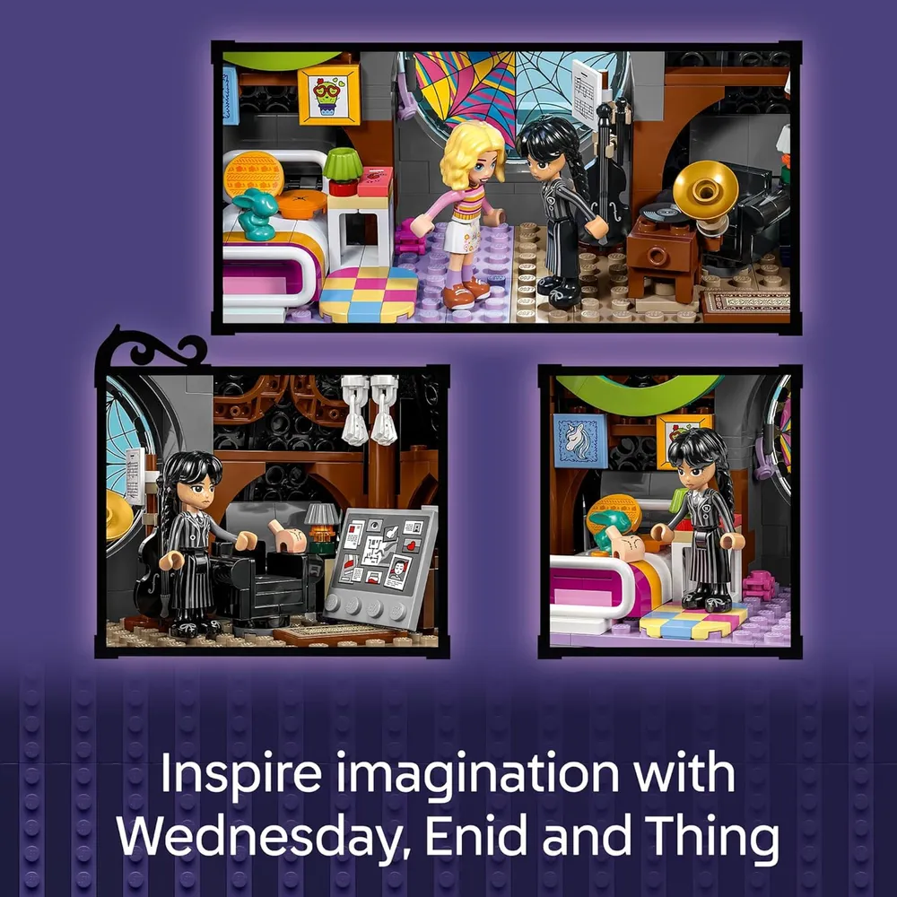 Lego Wednesday Addams, habitación de Wednesday y Enid con 4 minifiguras