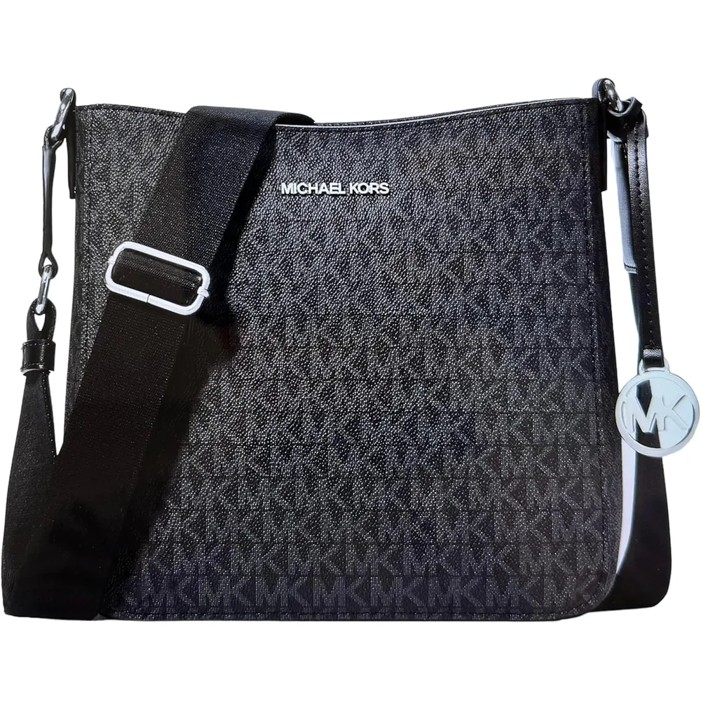 Michael Kors | Bolso Crossbody Pequeño de Cuero (Negro/Plateado)