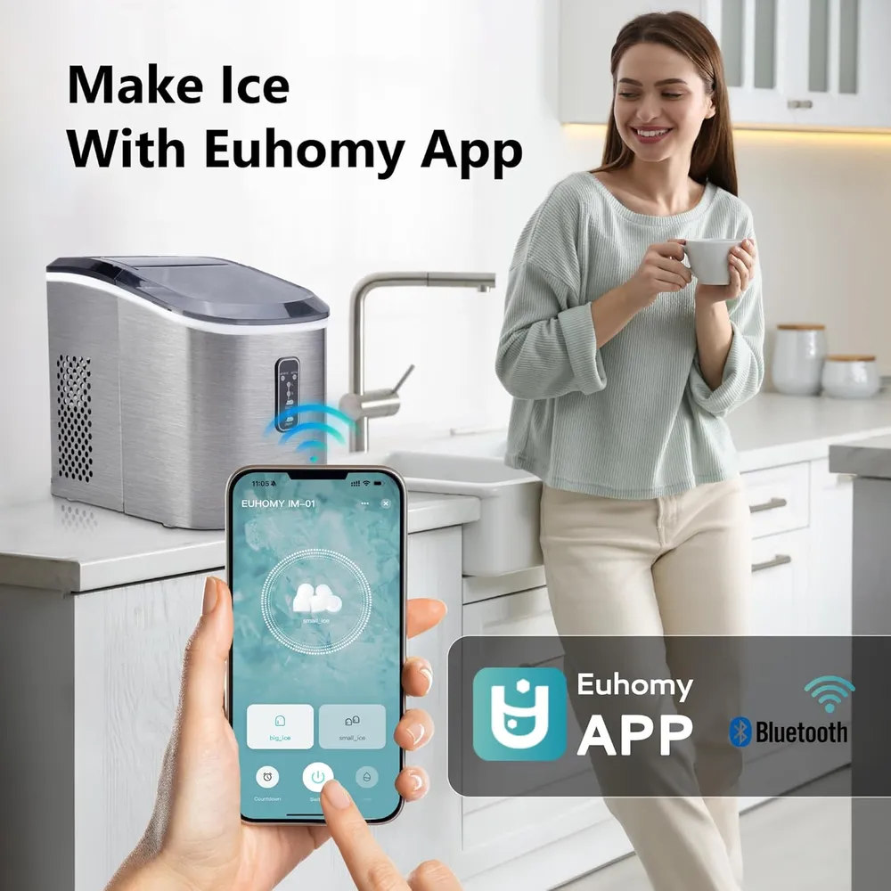 EUHOMY IM-01-AP MÁQUINA DE HIELO INTELIGENTE DE ENCIMERA 26 LB/24H | PLATEADO