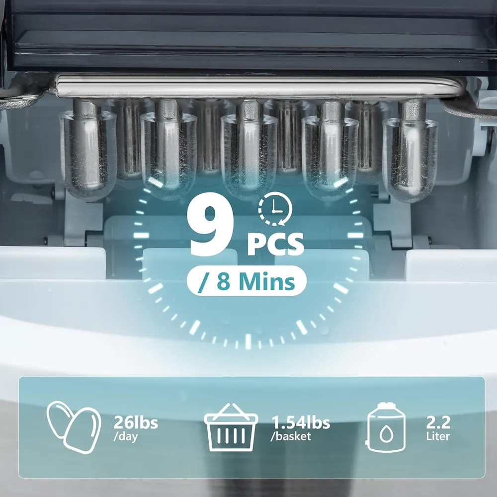 EUHOMY IM-01-AP MÁQUINA DE HIELO INTELIGENTE DE ENCIMERA 26 LB/24H | PLATEADO