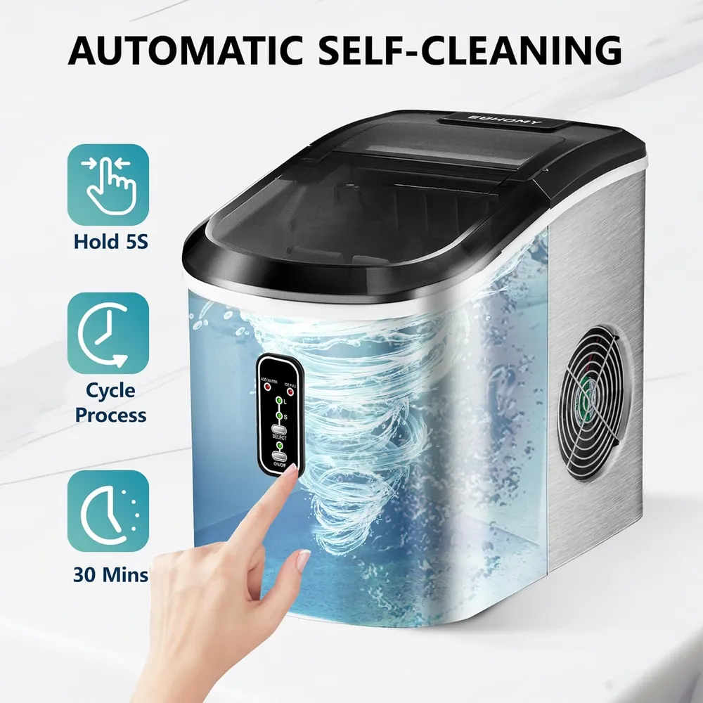 EUHOMY IM-01-AP MÁQUINA DE HIELO INTELIGENTE DE ENCIMERA 26 LB/24H | PLATEADO