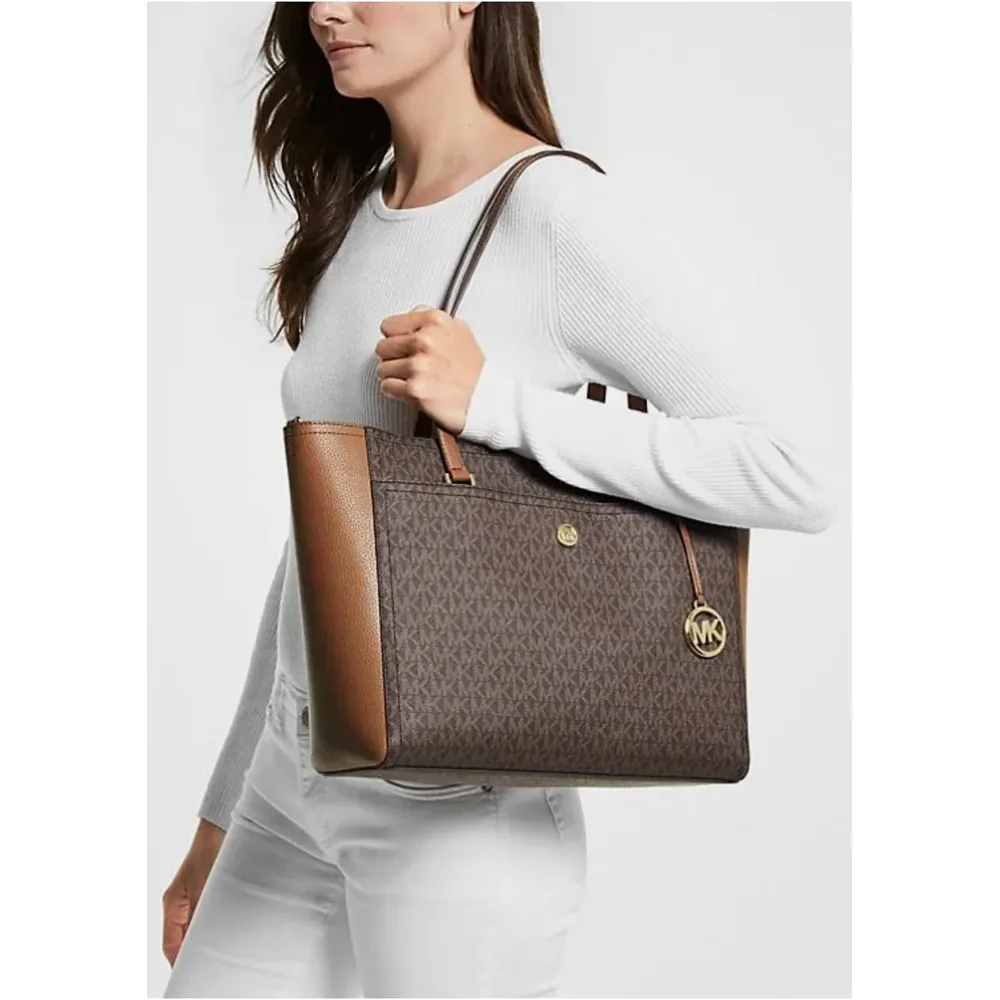 Michael Kors | Set Maisie 3in1 Tote + Crossbody + Wristlet MK Signature | Marrón