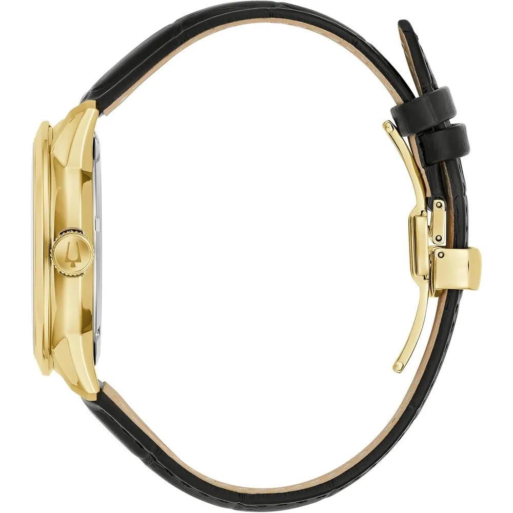 Bulova reloj Sutton hombre automático 4 agujas subesfera 24h fondo transparente | Oro/Negro
