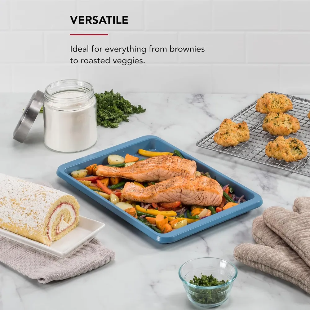 KitchenAid hoja para hornear antiadherente 23x33 cm, acero | Terciopelo azul