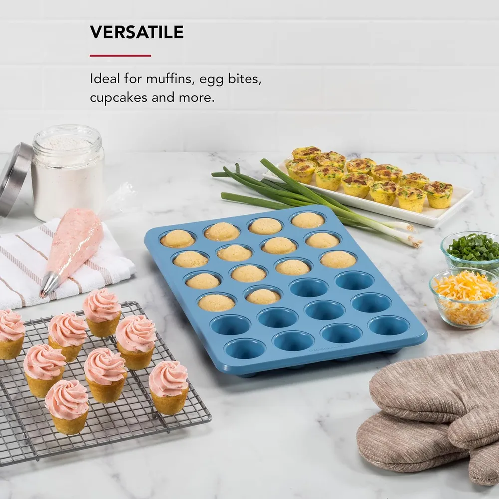 KitchenAid mini molde para magdalenas 24 tazas / 2.8 l, acero | Terciopelo azul