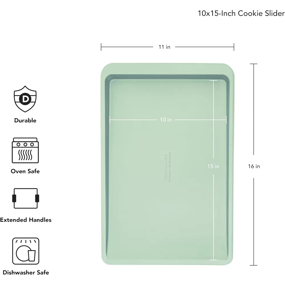 KitchenAid bandeja para galletas antiadherente 25x38 cm, acero suizo | Pistacho