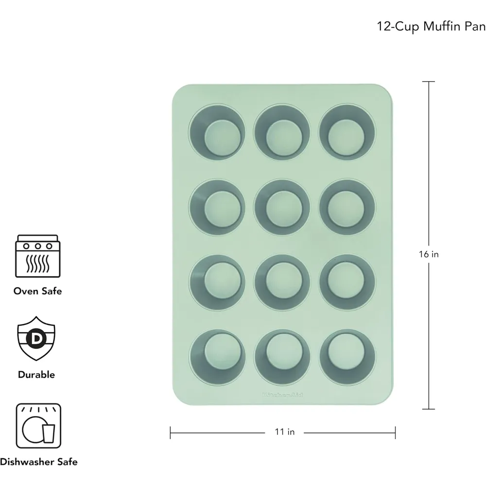 KitchenAid molde para magdalenas 12 tazas / 1.4 l, acero aluminizado | Pistacho