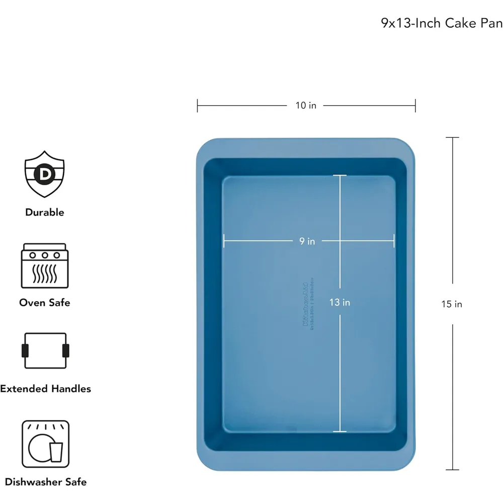 KitchenAid molde para tartas antiadherente 23x33 cm, acero | Terciopelo azul