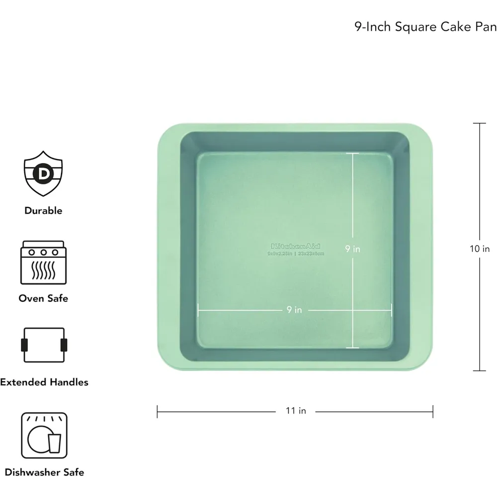 KitchenAid molde cuadrado para pasteles 23 cm, acero aluminizado | Pistacho
