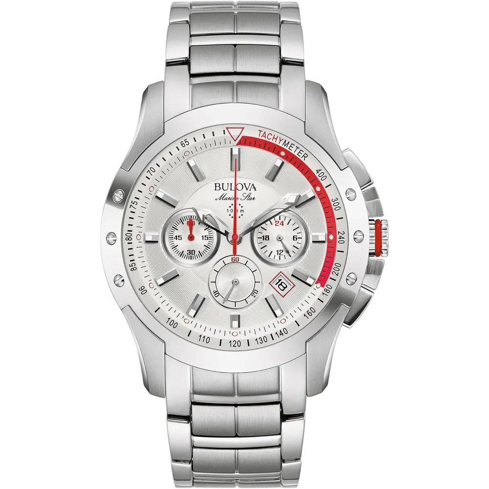 Bulova reloj Marine Star hombre cronógrafo cuarzo 6 agujas acero | Plata