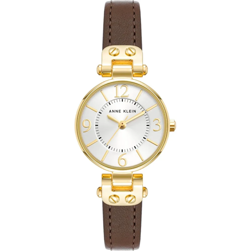Anne Klein 109442CHHY reloj para mujer con correa de cuero | 45 mm - Dorado/Marrón