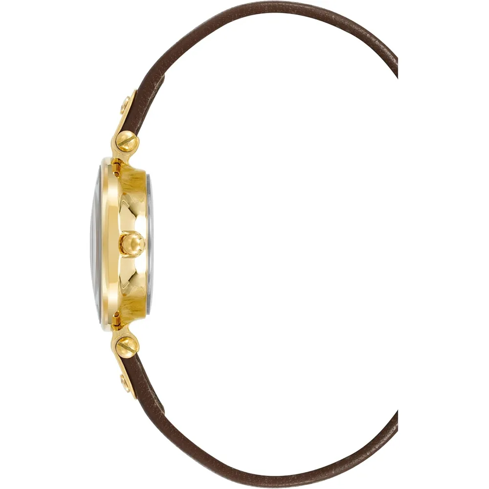 Anne Klein 109442CHHY reloj para mujer con correa de cuero | 45 mm - Dorado/Marrón