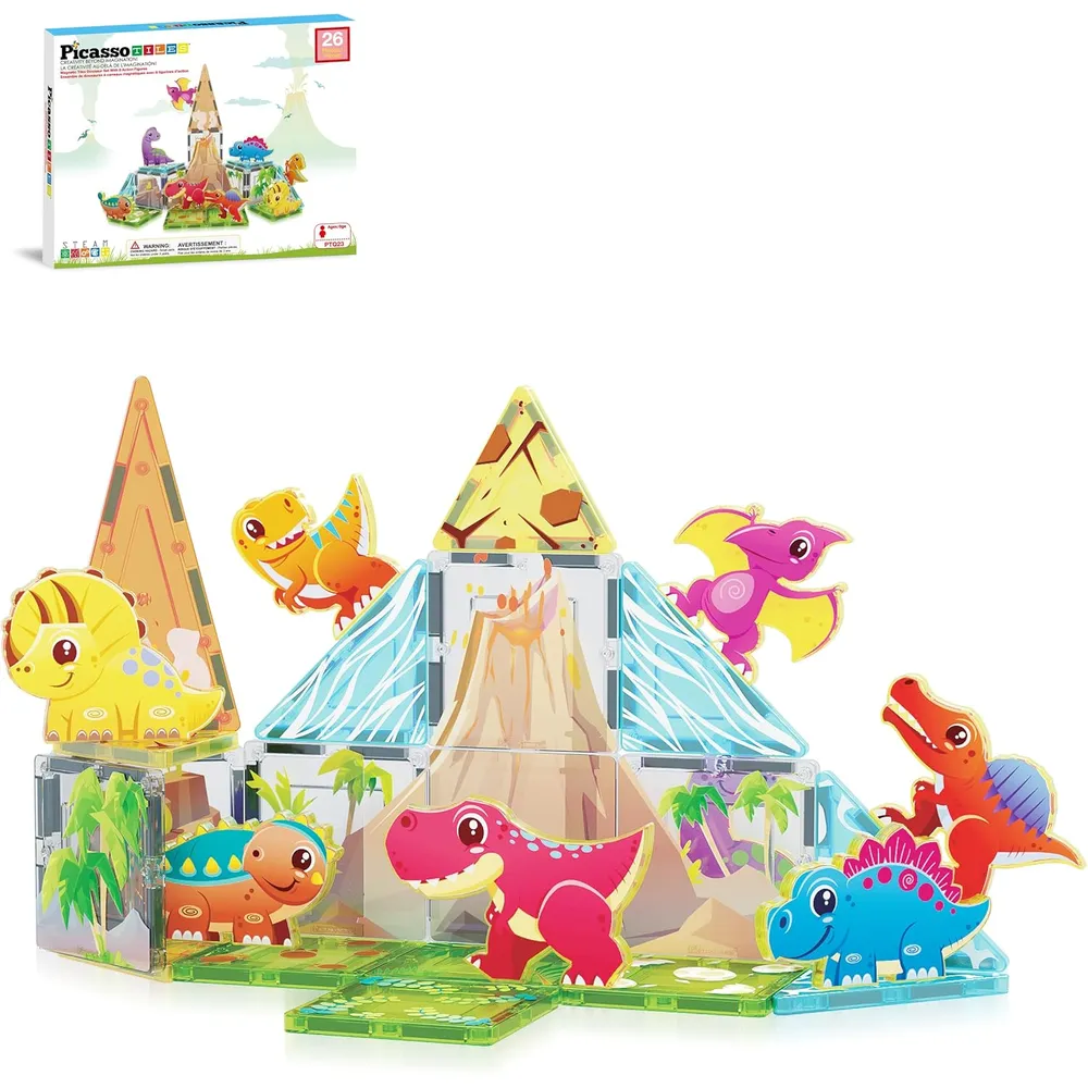 BLOQUES MAGNÉTICOS DINOSAURIOS PTQ23 CON FIGURAS PICASSOTILES
