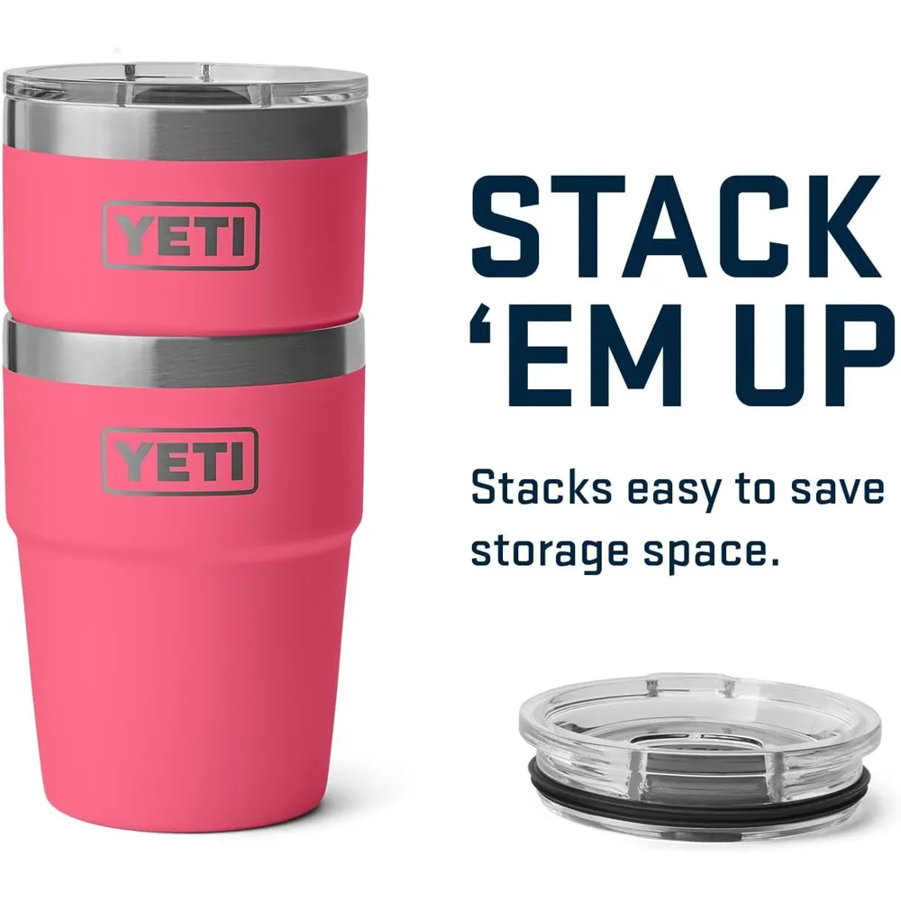 YETI Rambler Vaso de 16 oz de acero inoxidable con tapa MagSlider color rosa