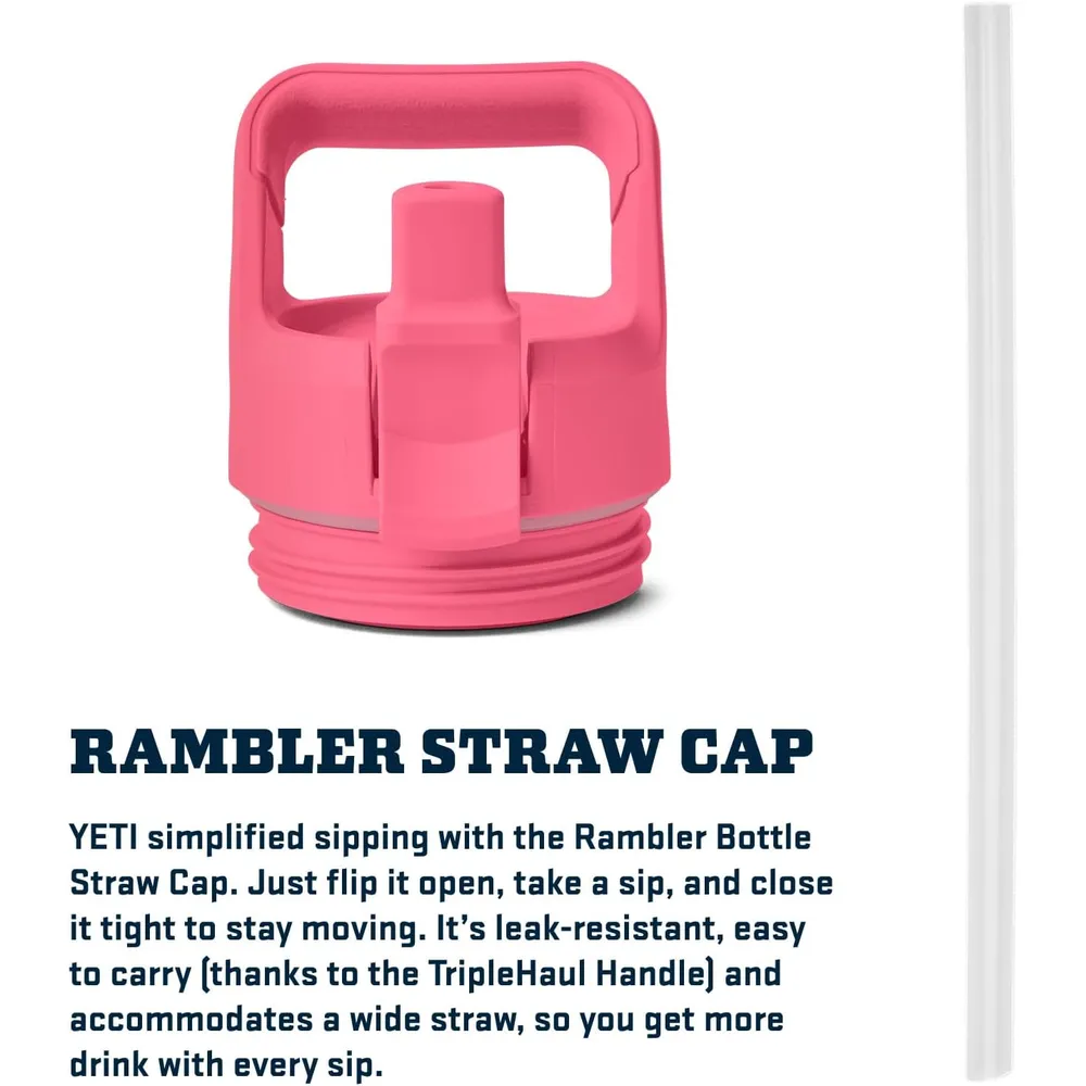 YETI Botella Rambler con Tapa de Cañita de 18 oz | Rosado